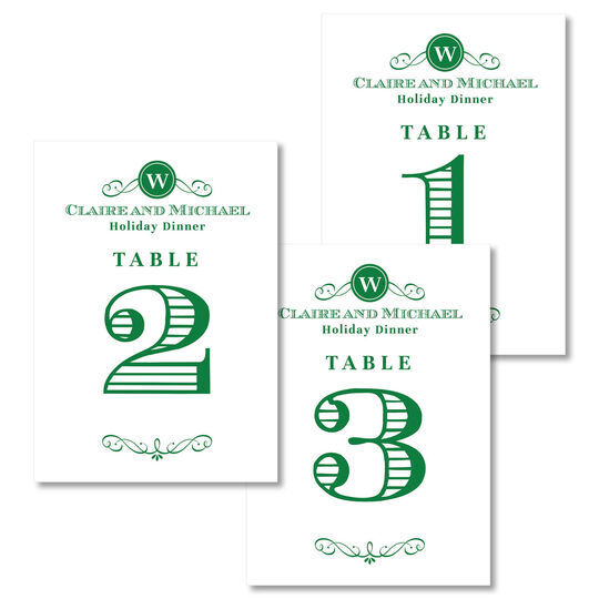 Initial Scroll Table Number Cards